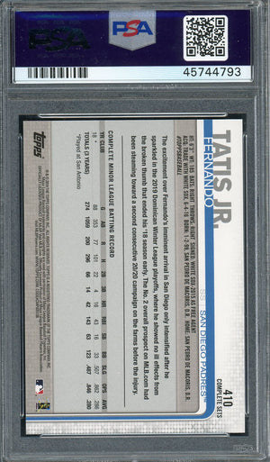 Fernando Tatis Jr 2019 Topps Complete Baseball Rookie Card #410 Graded PSA 10-Powers Sports Memorabilia