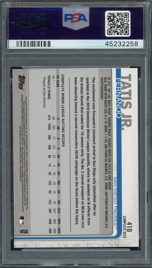 Fernando Tatis Jr 2019 Topps Complete Baseball Rookie Card RC #410 Graded PSA 9 Mint-Powers Sports Memorabilia