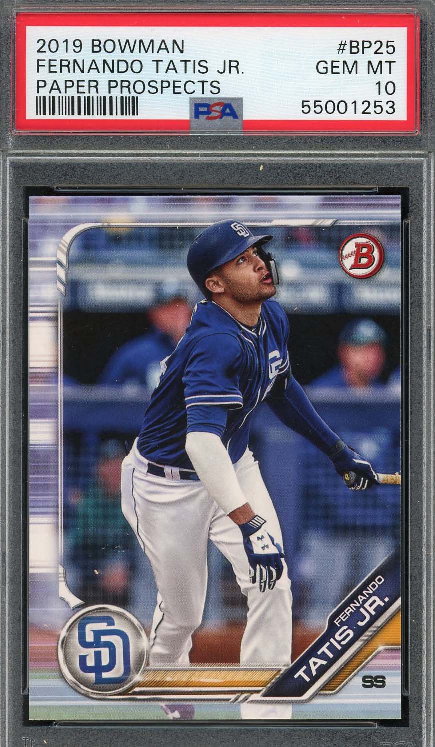 Fernando Tatis Jr 2019 Bowman Paper Prospects Baseball Rookie Card #BP25 PSA 10-Powers Sports Memorabilia