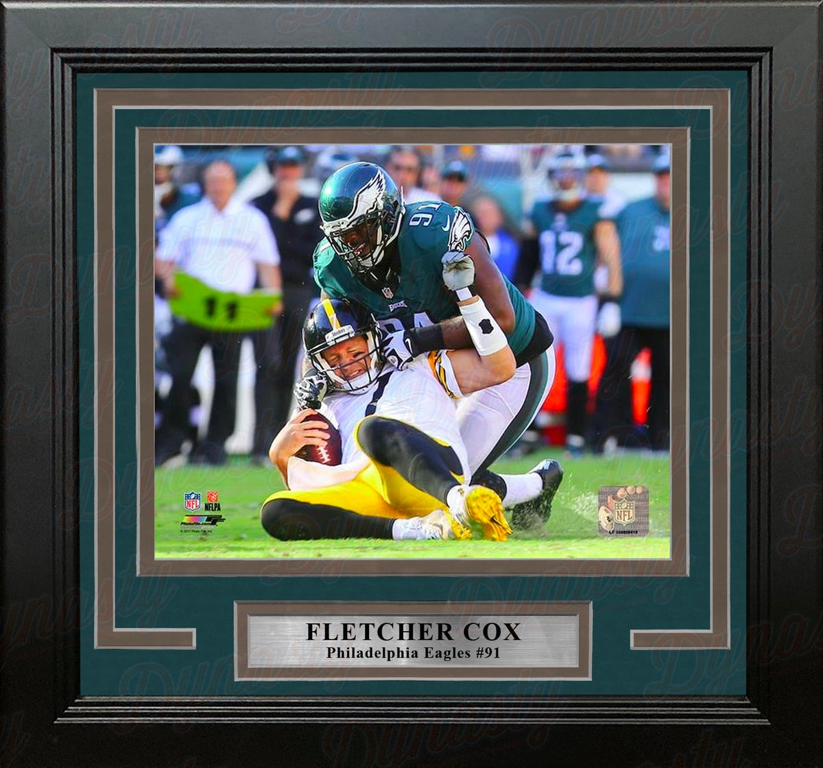 Fletcher Cox Sacks Roethlisberger Philadelphia Eagles 16" x 20" Framed Football Display Photo-Powers Sports Memorabilia