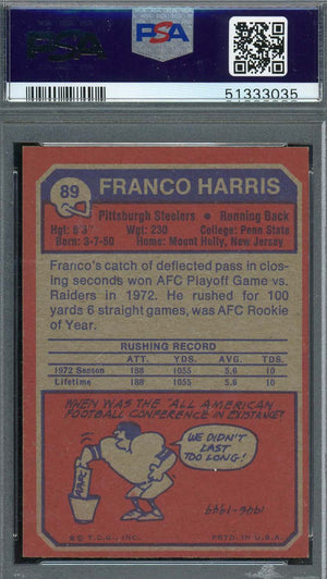 Franco Harris 1973 Topps Football Rookie Card RC #89 Graded PSA 4-Powers Sports Memorabilia