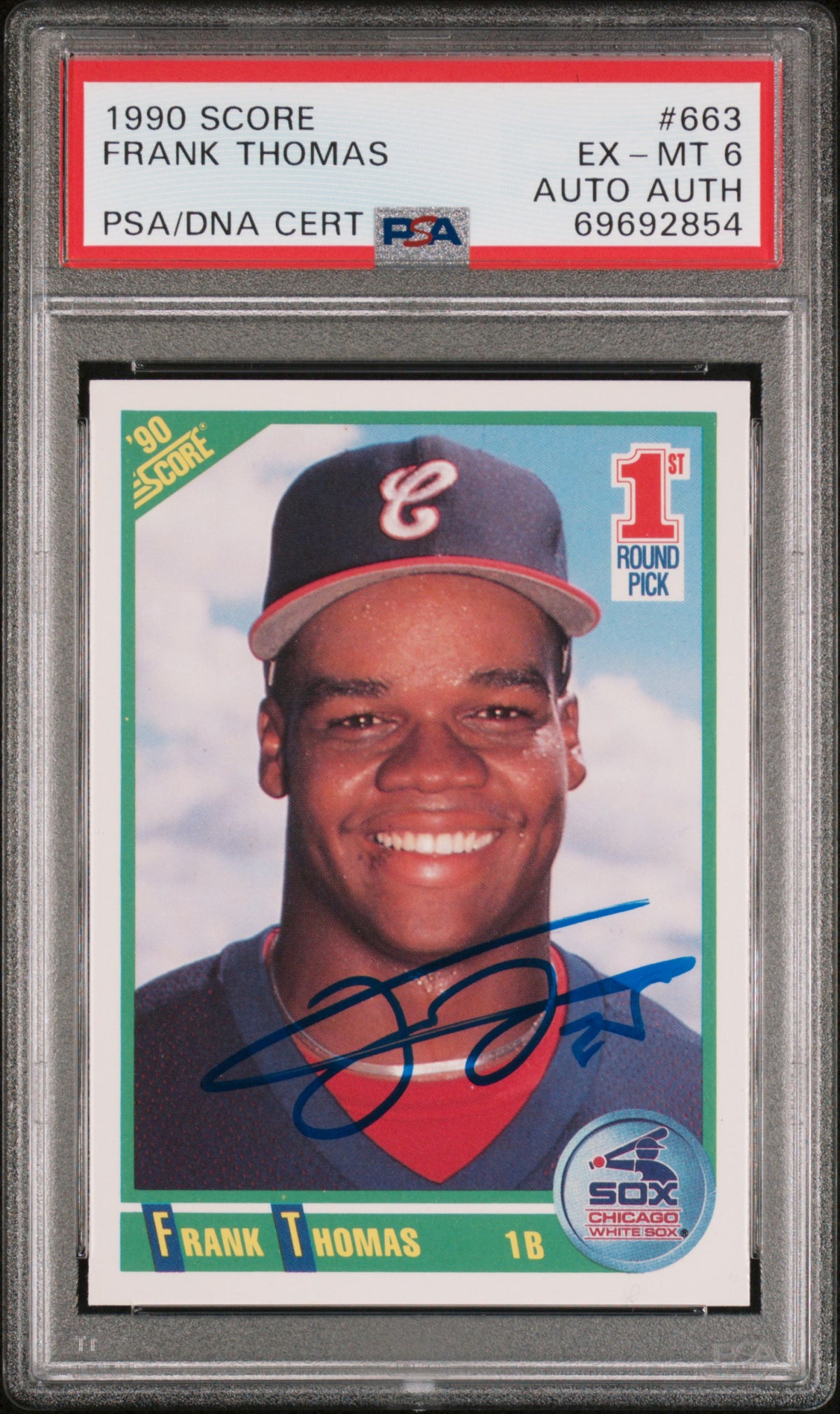Frank Thomas Score Signed Baseball Rookie Card #663 Auto Graded PSA 6 69692854-Powers Sports Memorabilia