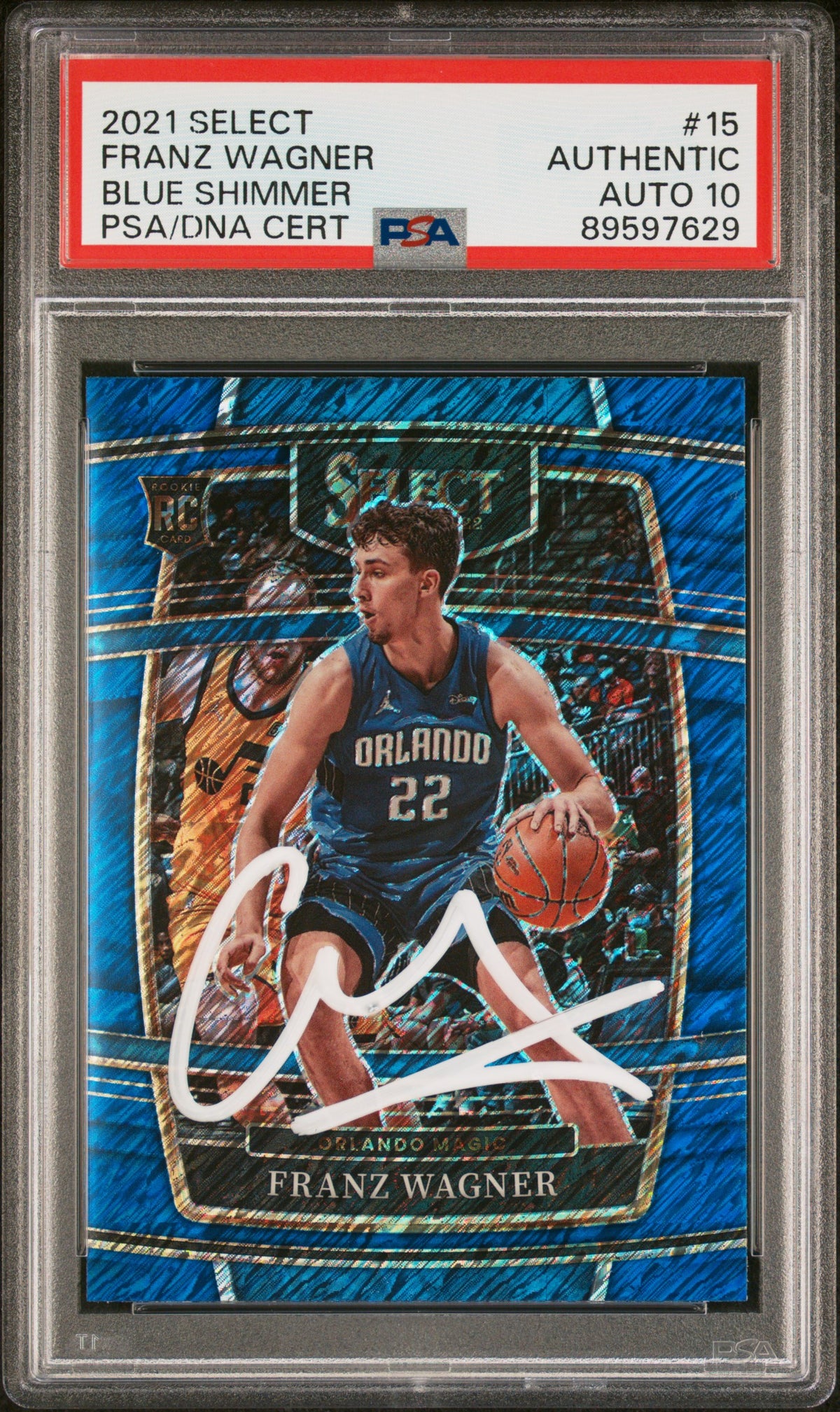Franz Wagner 2021 Select Blue Shimmer Signed Rookie Card #15 Auto PSA 10 9597629-Powers Sports Memorabilia