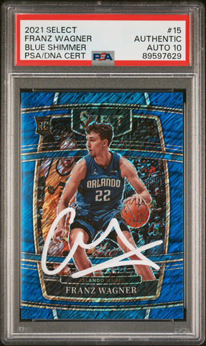 Franz Wagner 2021 Select Blue Shimmer Signed Rookie Card #15 Auto PSA 10 9597629-Powers Sports Memorabilia