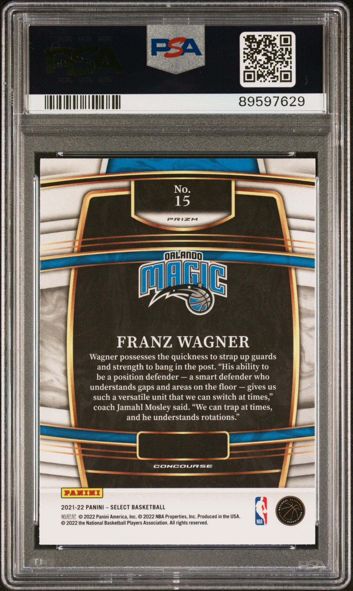 Franz Wagner 2021 Select Blue Shimmer Signed Rookie Card #15 Auto PSA 10 9597629-Powers Sports Memorabilia