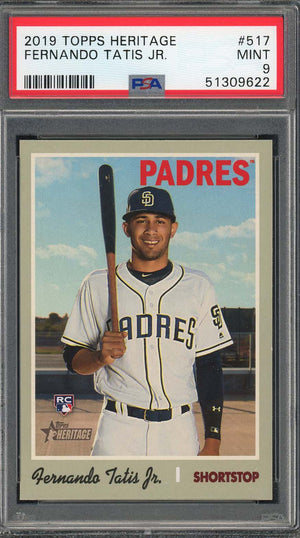 Fernando Tatis Jr 2019 Topps Heritage Baseball Rookie Card RC #517 Graded PSA 9-Powers Sports Memorabilia