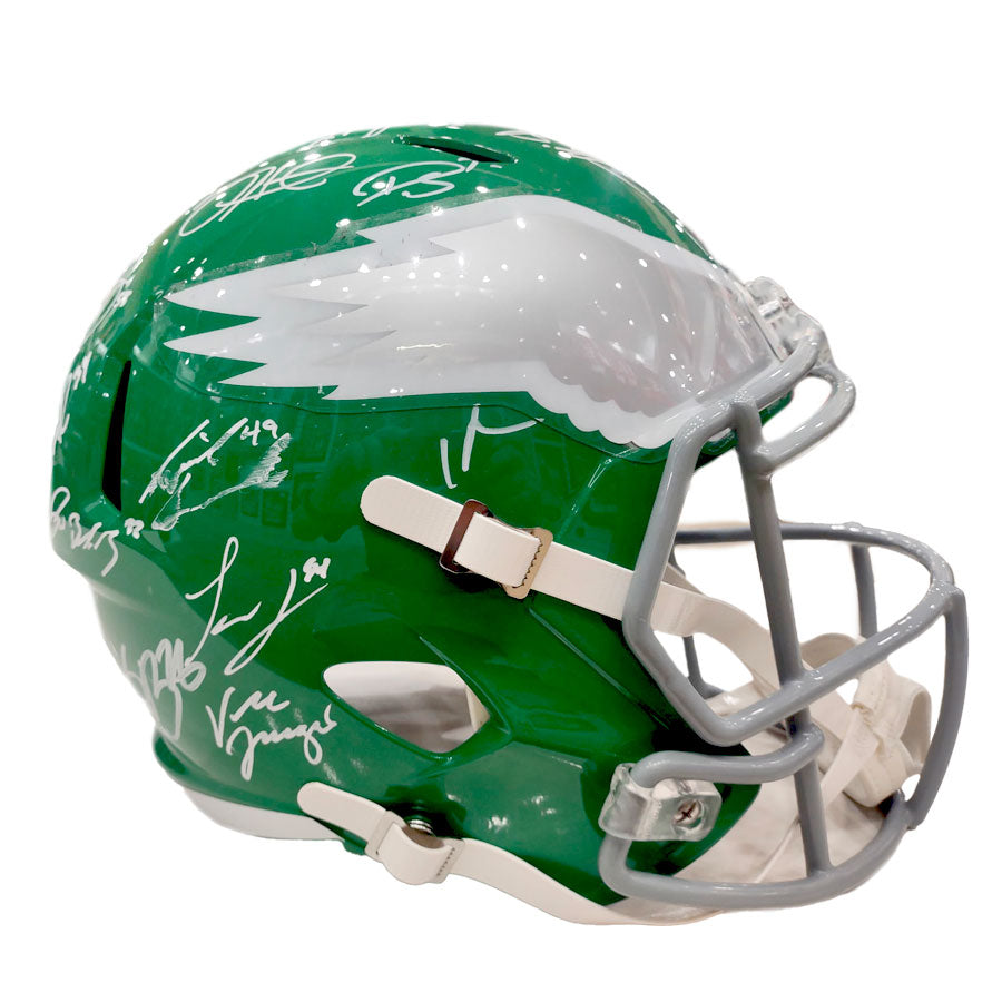 Philadelphia Eagles Team-Signed Kelly Green Alternate Full-Size Helmet - 28 Signatures-Powers Sports Memorabilia