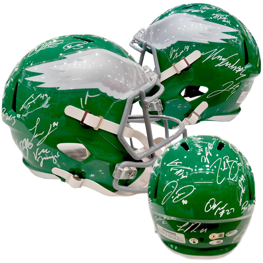 Philadelphia Eagles Team-Signed Kelly Green Alternate Full-Size Helmet - 28 Signatures-Powers Sports Memorabilia