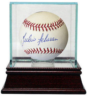 Julio Teheran Autographed Rawlings Official Major League Baseball w/ Glass Case (Atlanta Braves)-Powers Sports Memorabilia
