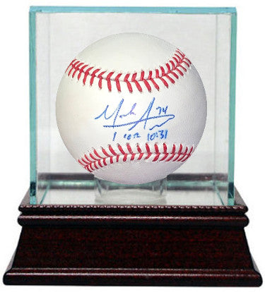 Mark Appel Autographed Rawlings Official Major League Baseball 1 Cor 10:31 w/ Glass Case- JSA Hologram #HH18387 (Astros/Phillies)-Powers Sports Memorabilia