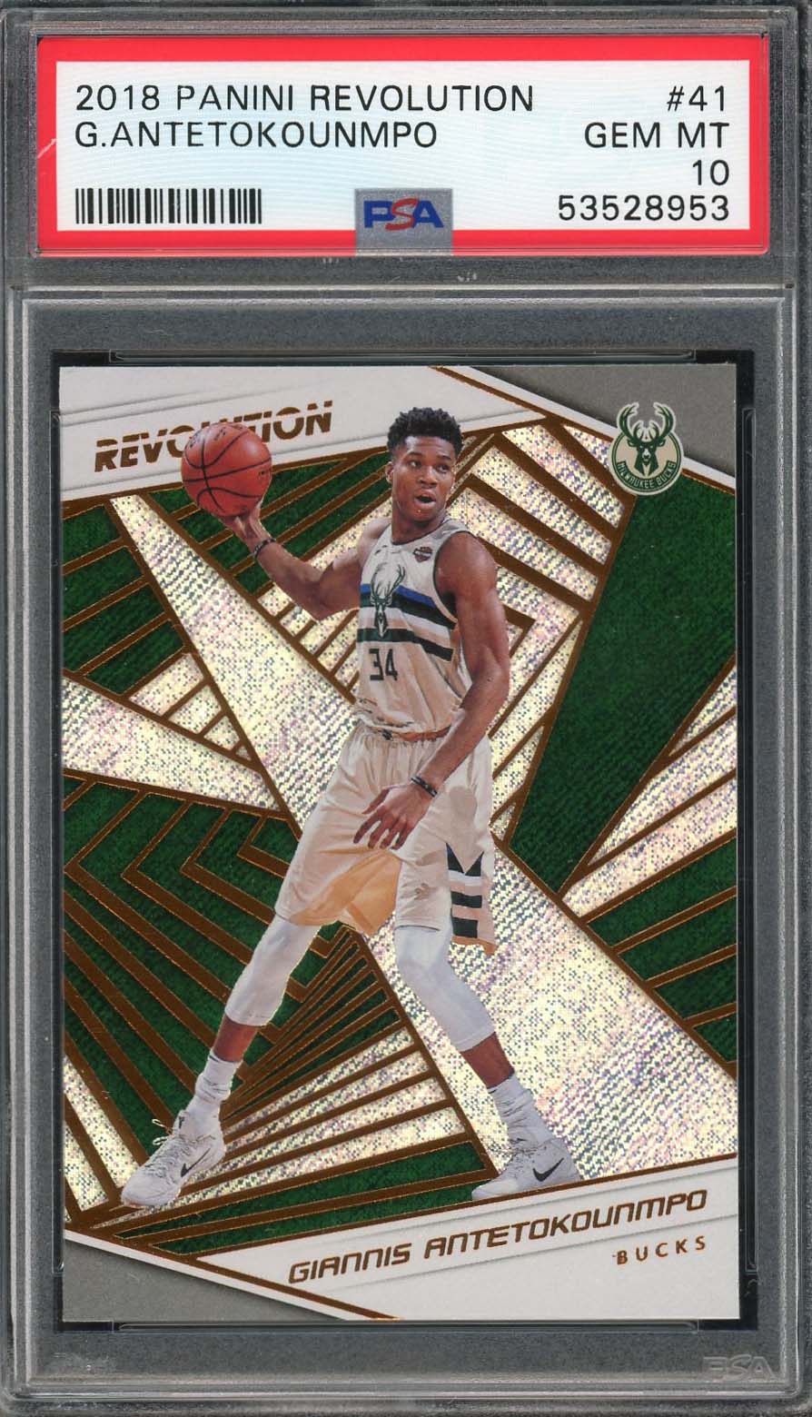 Giannis Antetokounmpo 2018 Panini Revolution Basketball Card #41 PSA 10-Powers Sports Memorabilia