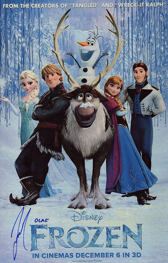 Josh Gad Autographed Frozen 11x17 Movie Poster with Olaf-Powers Sports Memorabilia