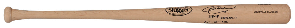 Armando Galarraga Autographed Louisville Slugger Pro Stock Blonde Baseball Bat with 28 Up 28 Down 6-2-10-Powers Sports Memorabilia