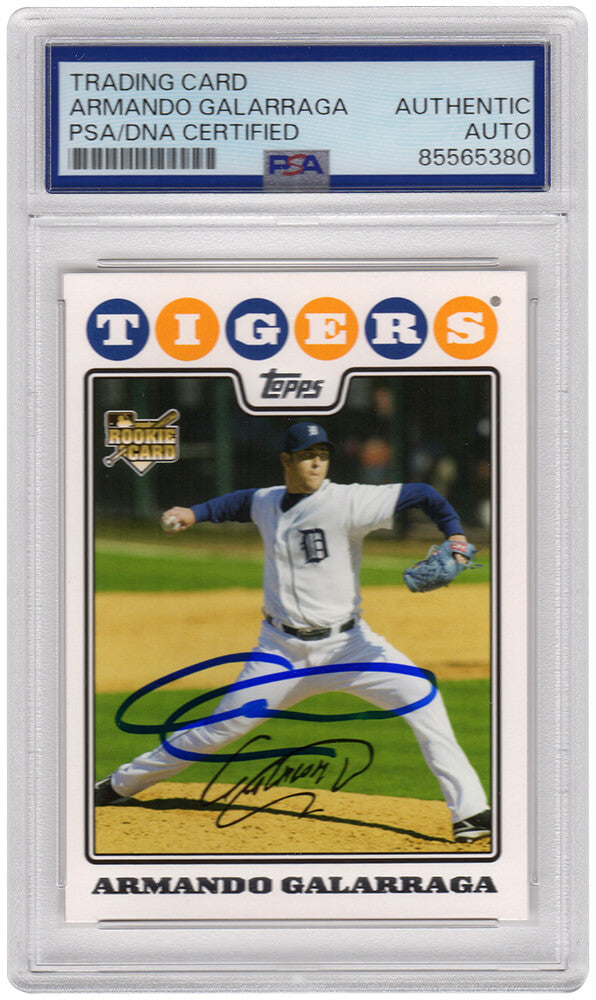 Armando Galarraga Autographed Detroit Tigers 2008 Topps Update Rookie Baseball Card #UH153 - (PSA Encapsulated)-Powers Sports Memorabilia