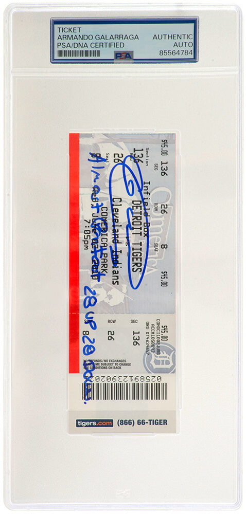 Armando Galarraga Autographed Detroit Tigers vs Cleveland June 2, 2010 Game Ticket with Insc-Powers Sports Memorabilia