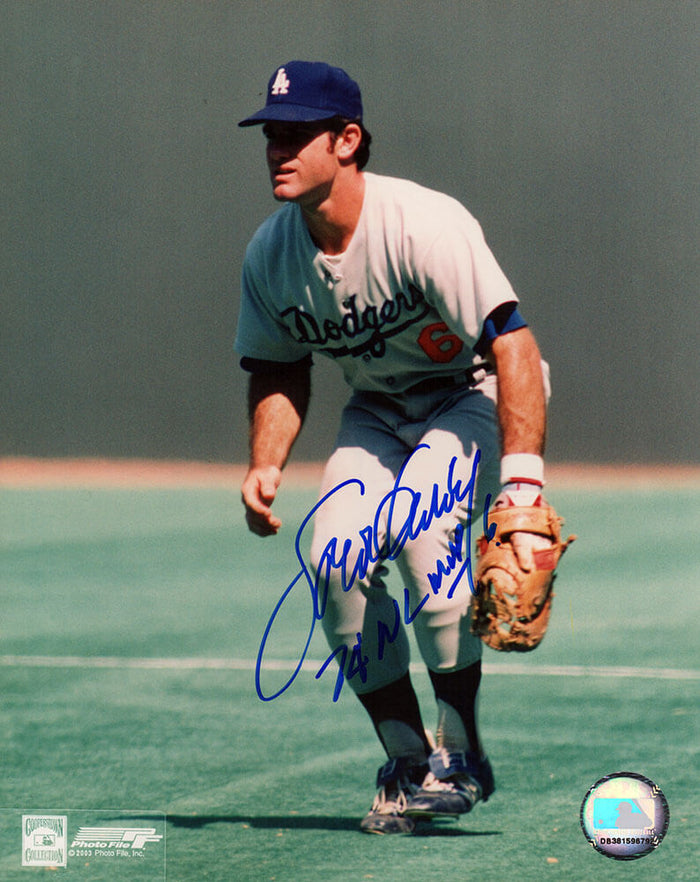 Steve Garvey Autographed Los Angeles Dodgers Fielding 8x10 Photo with 74 NL MVP-Powers Sports Memorabilia