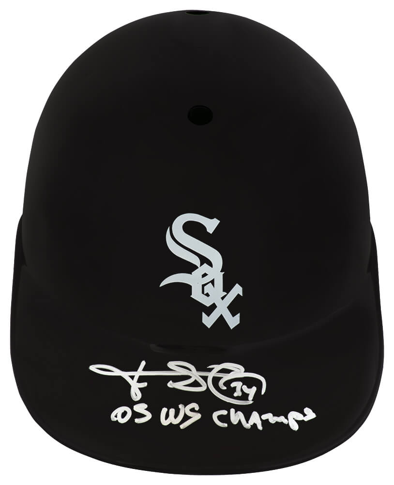 Freddy Garcia Autographed Chicago White Sox Souvenir Replica Batting Helmet with 05 WS Champs-Powers Sports Memorabilia