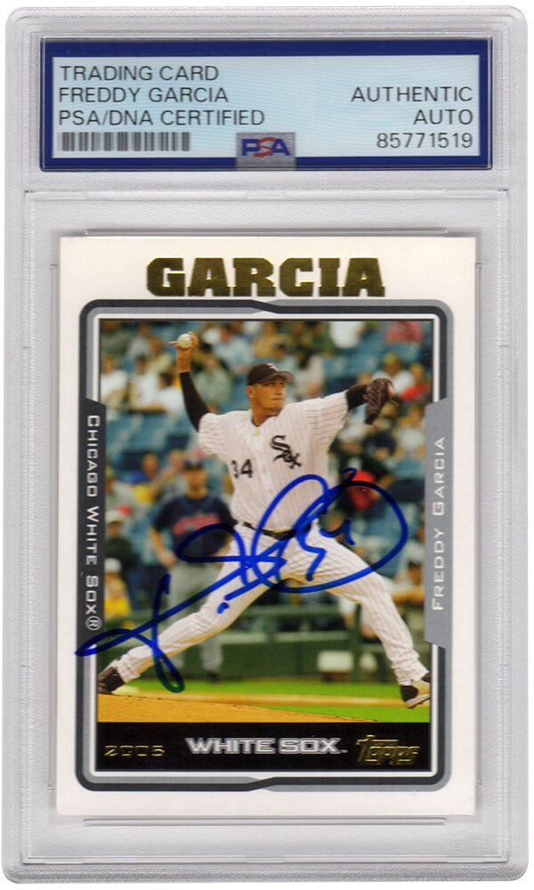 Freddy Garcia Autographed Chicago White Sox 2005 Topps Baseball Trading Card #374 - (PSA Encapsulated)-Powers Sports Memorabilia