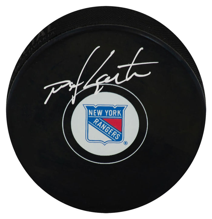 Mike Gartner New York Rangers Autographed Logo Hockey Puck-Powers Sports Memorabilia