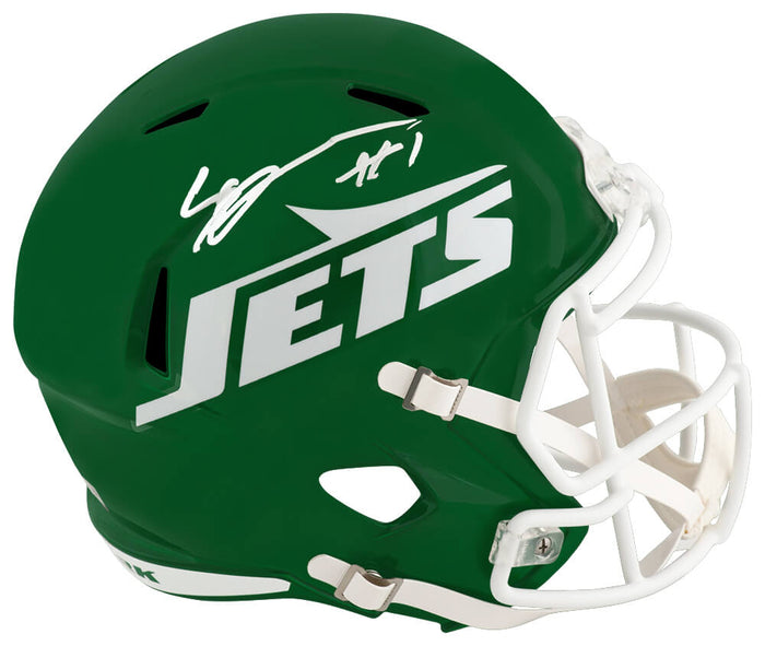 Sauce Gardner Autographed New York Jets Riddell Green Full Size Speed Replica Helmet - (Fanatics)-Powers Sports Memorabilia