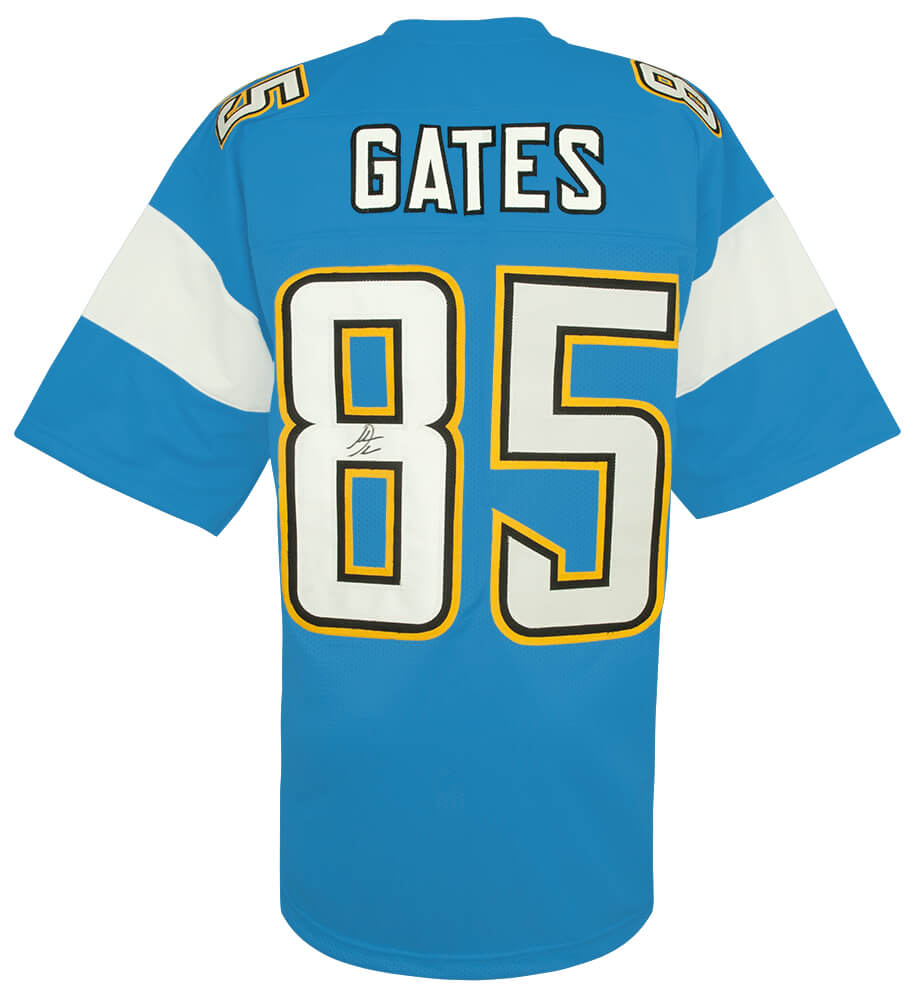 Antonio Gates Autographed Powder Blue Custom Football Jersey-Powers Sports Memorabilia