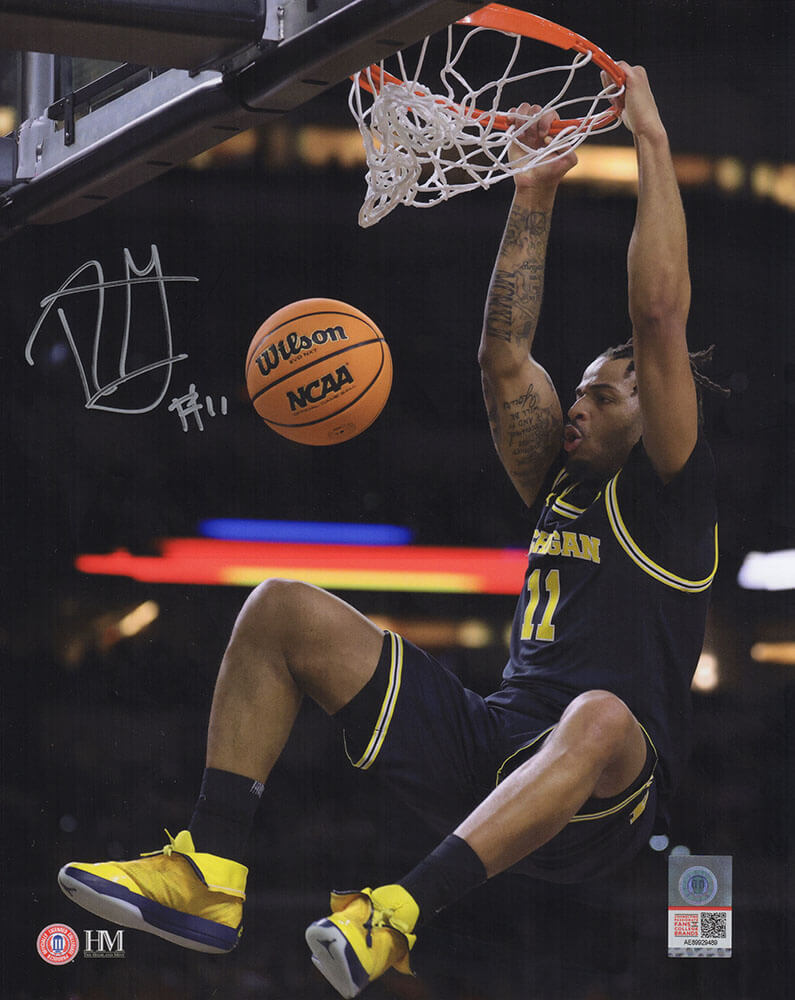 Roddy Gayle Jr. Autographed Michigan Wolverines Navy Jersey Dunk 8x10 Photo-Powers Sports Memorabilia