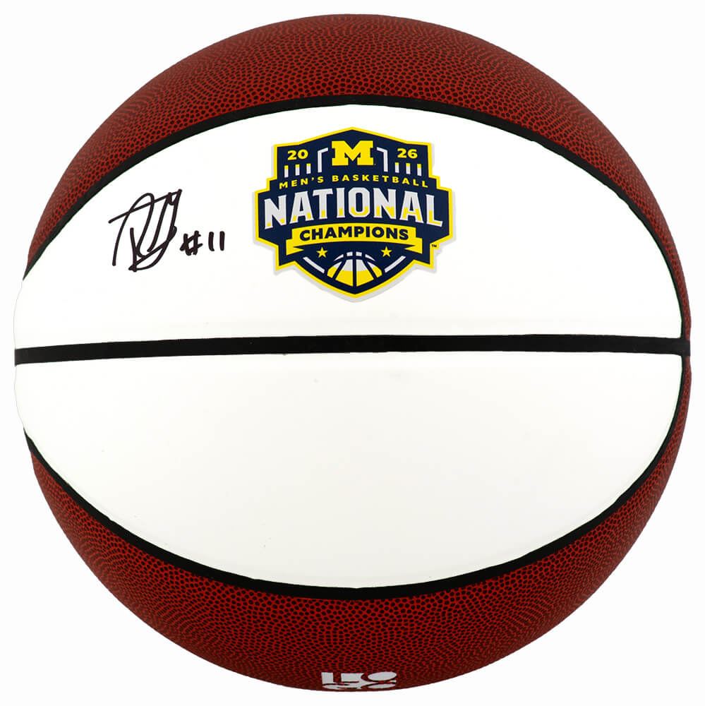 Roddy Gayle Jr. Autographed Michigan Wolverines 2026 National Champions White Logo Basketball-Powers Sports Memorabilia