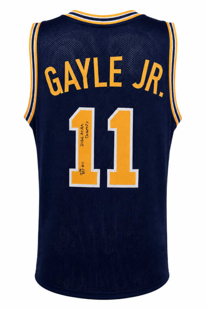 Roddy Gayle Jr. Autographed Navy Custom College Basketball Jersey with 2026 NCAA Champs-Powers Sports Memorabilia