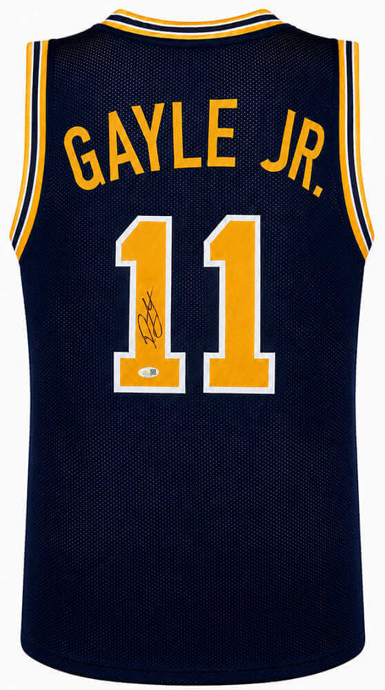 Roddy Gayle Jr. Autographed Navy Custom College Basketball Jersey - (JSA)-Powers Sports Memorabilia
