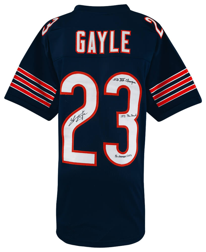 Shaun Gayle Autographed Navy Custom Football Jersey w/ 3 Inscriptions-Powers Sports Memorabilia