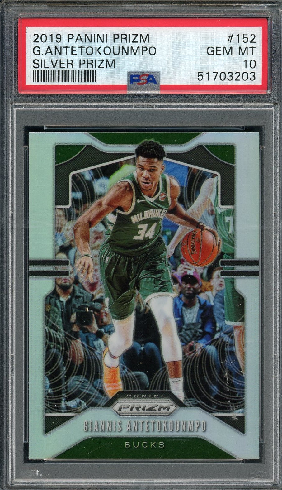 Giannis Antetokounmpo 2019 Panini Silver Prizm Card #152 Graded PSA 10-Powers Sports Memorabilia