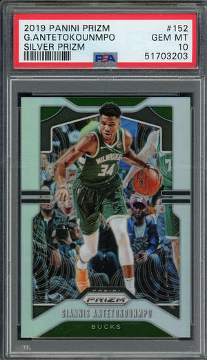 Giannis Antetokounmpo 2019 Panini Silver Prizm Card #152 Graded PSA 10-Powers Sports Memorabilia