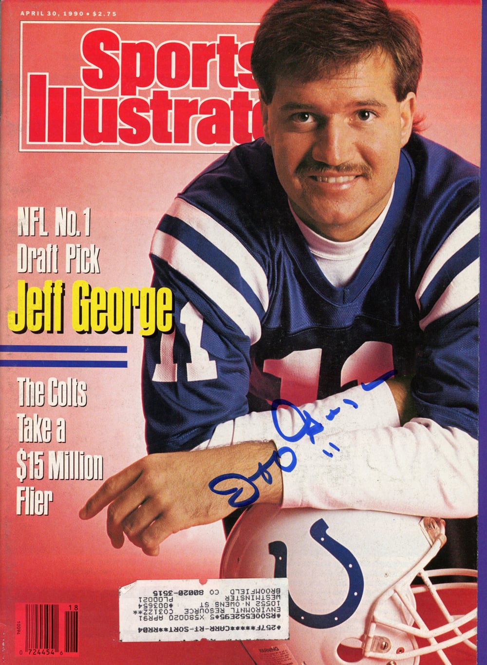 Jeff George Indianapolis Colts 4/10/1990 Signed Sports Illustrated-Powers Sports Memorabilia