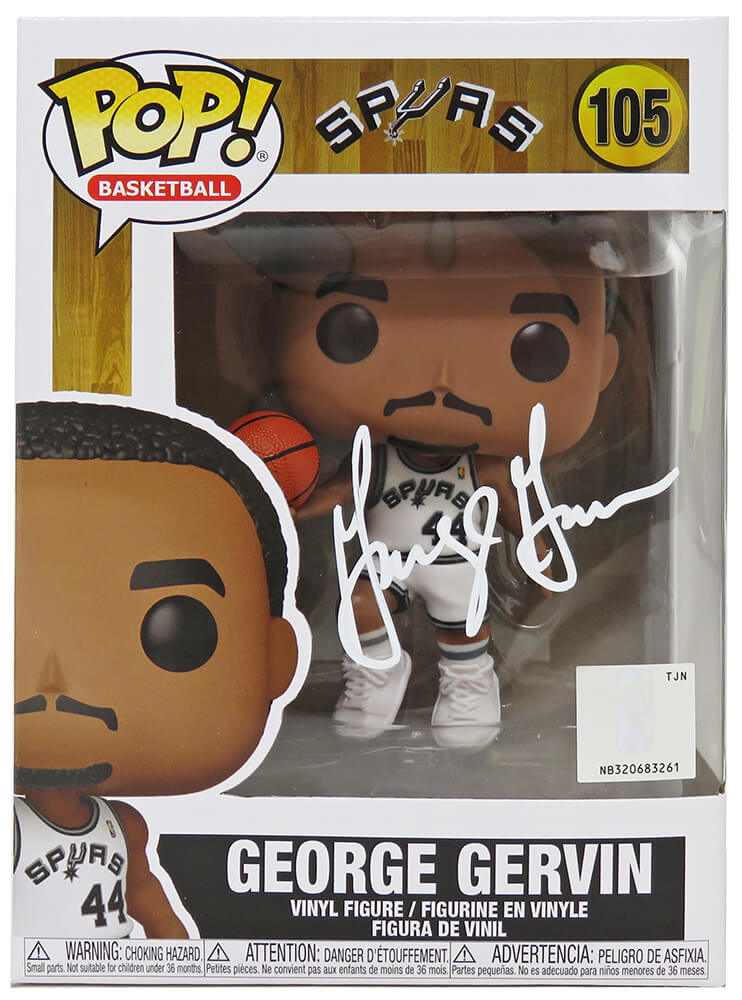 George Gervin San Antonio Spurs Autographed Funko Pop #105-Powers Sports Memorabilia