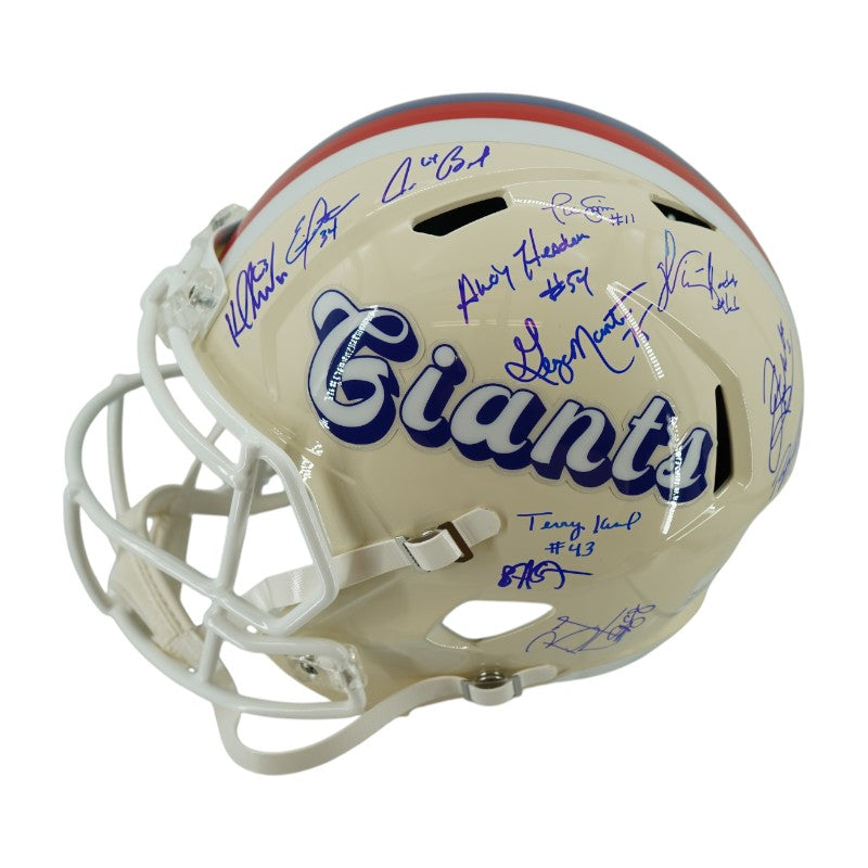 New York Giants 1986 Team Signed Custom White Replica Full Size Helmet JSA Holo Only-Powers Sports Memorabilia