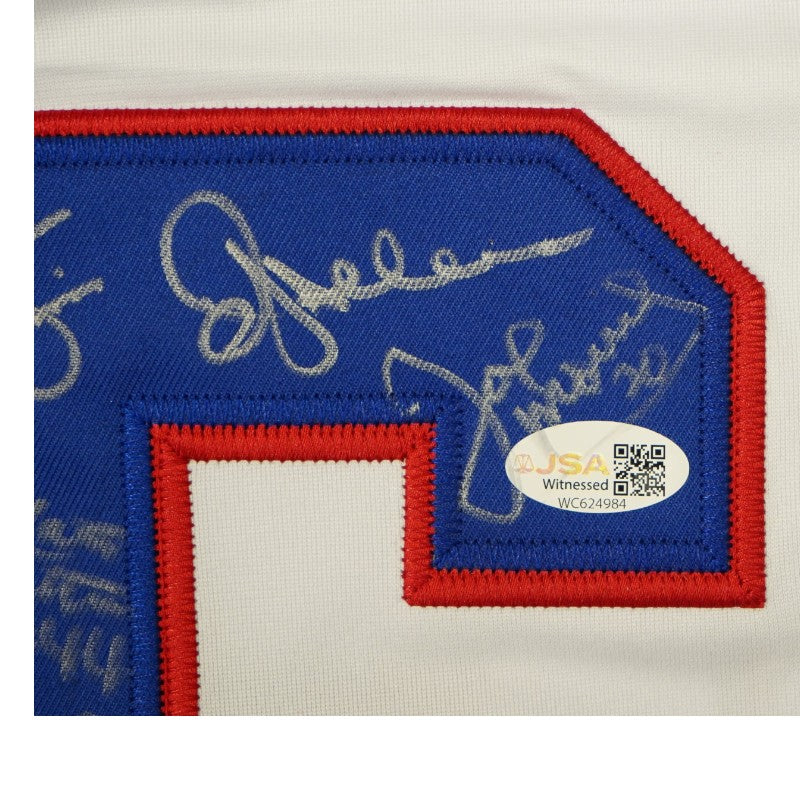 New York Giants 1986 Team Signed Pro Style Super Bowl XXI White Jersey JSA Holo Only-Powers Sports Memorabilia