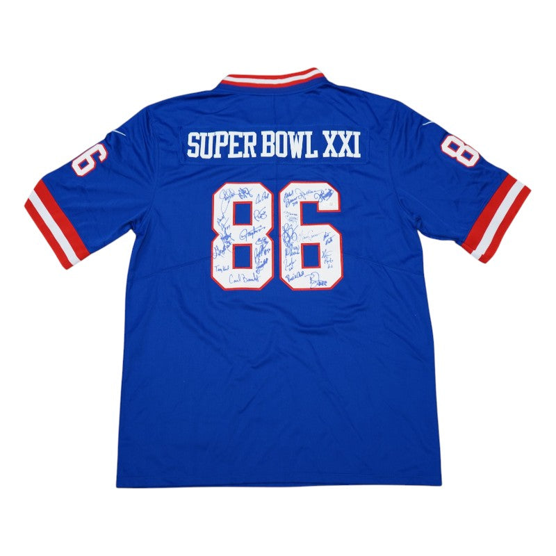 New York Giants 1986 Team Signed Pro Style Super Bowl XXI Blue Jersey JSA Holo Only-Powers Sports Memorabilia