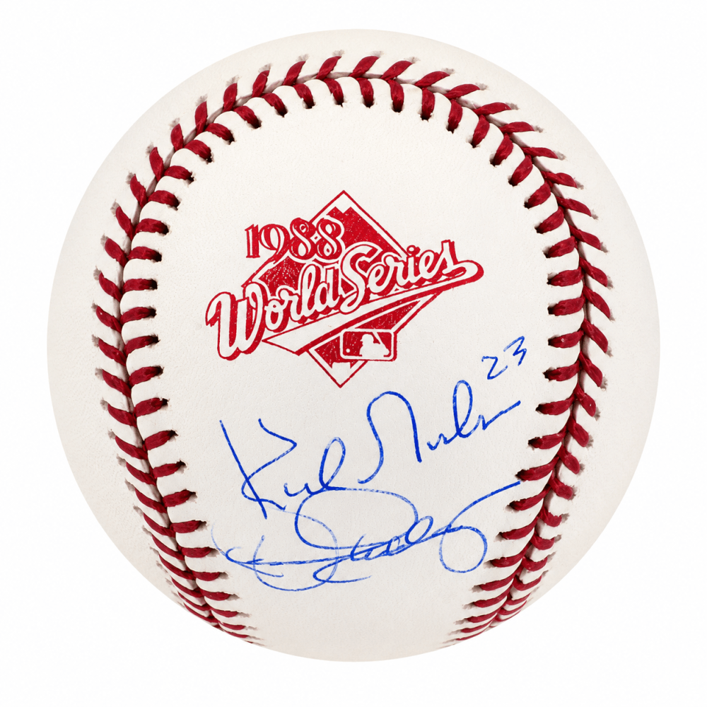 Kirk Gibson & Dennis Eckersley Dual Autographed Rawlings 1988 World Series (Dodgers vs A's) Baseball-Powers Sports Memorabilia