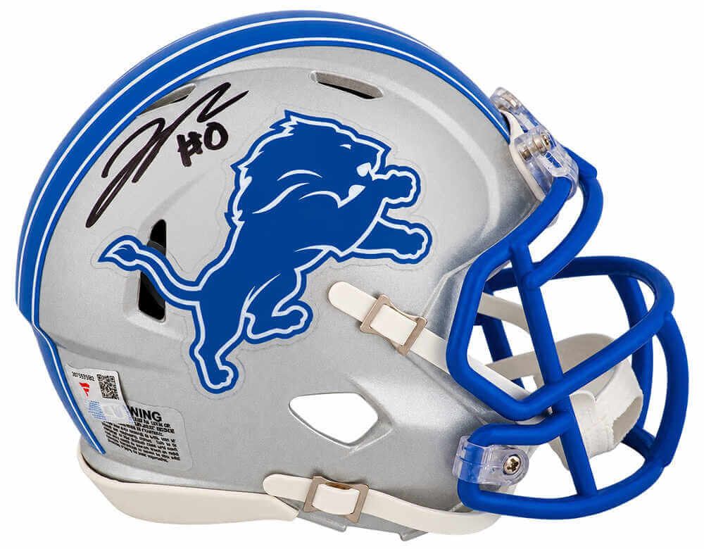 Jahmyr Gibbs Autographed Detroit Lions Riddell Speed Mini Helmet-Powers Sports Memorabilia