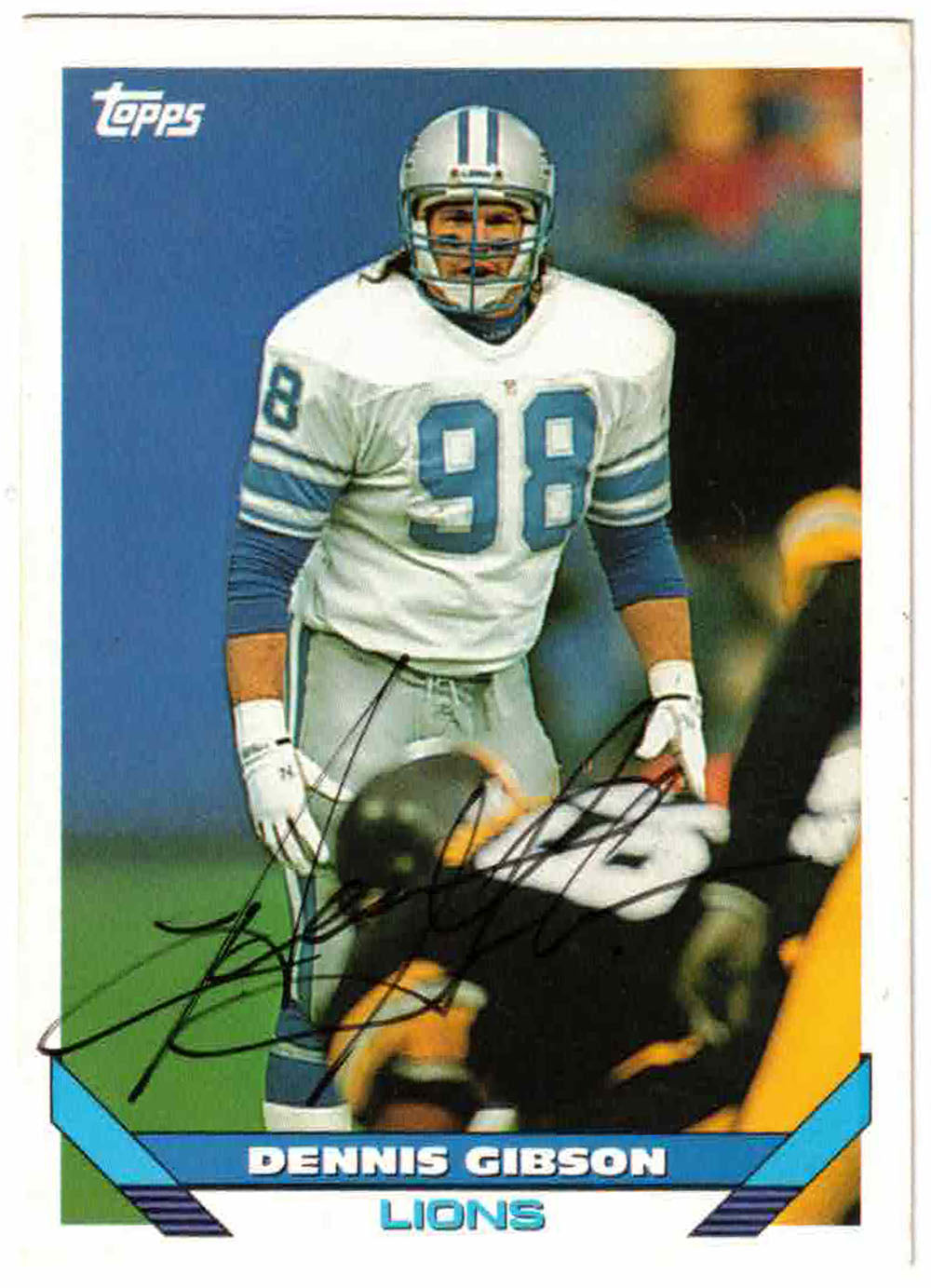 Dennis Gibson Detroit Lions Signed Card - 1993 Topps #527-Powers Sports Memorabilia