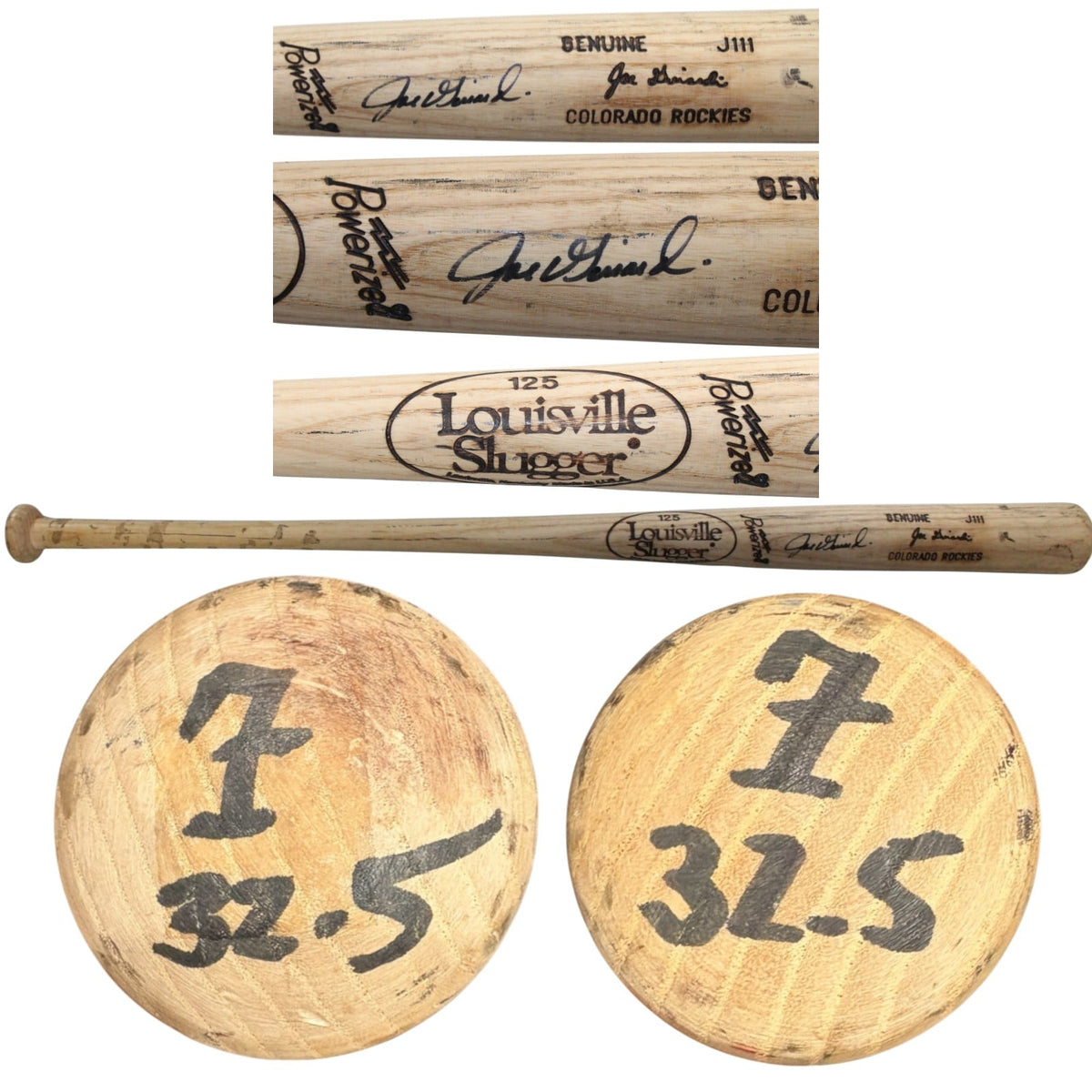Joe Girardi Colorado Rockies Signed Guitar - Game Used Broken LS Baseball Bat-Powers Sports Memorabilia