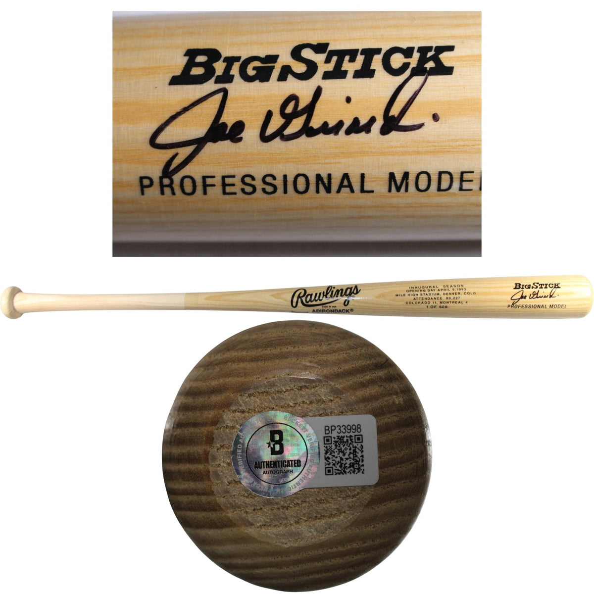 Joe Girardi Colorado Rockies Signed Baseball - 1993 Inaugural Season Bat Beckett Beckett-Powers Sports Memorabilia