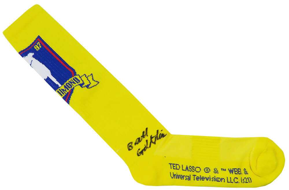 Brett Goldstein (Roy Kent) Autographed Ted Lasso AFC Richmond Crest Yellow-Powers Sports Memorabilia