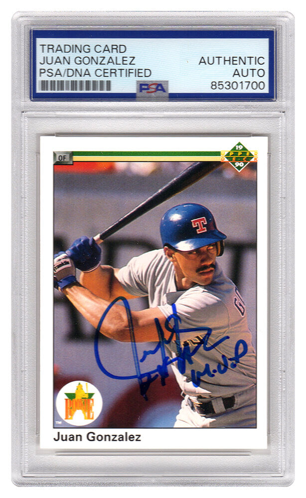 Juan Gonzalez Texas Rangers Autographed 1990 Upper Deck Rookie Baseball-Powers Sports Memorabilia