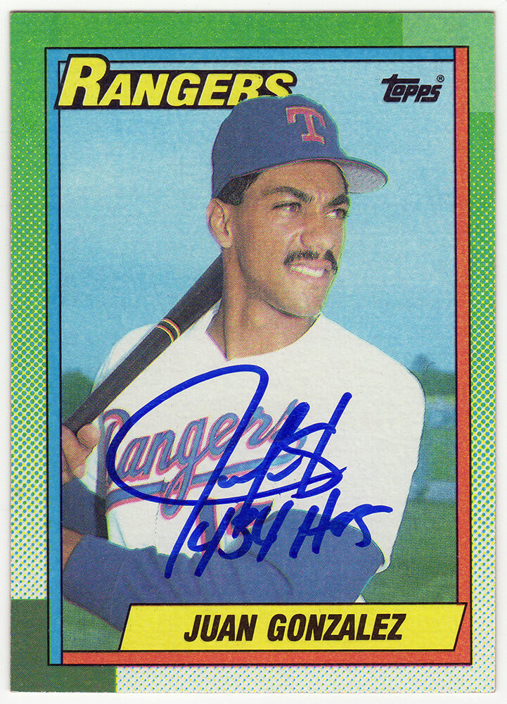 Juan Gonzalez Texas Rangers Autographed 1990 Topps Rookie Baseball Card-Powers Sports Memorabilia