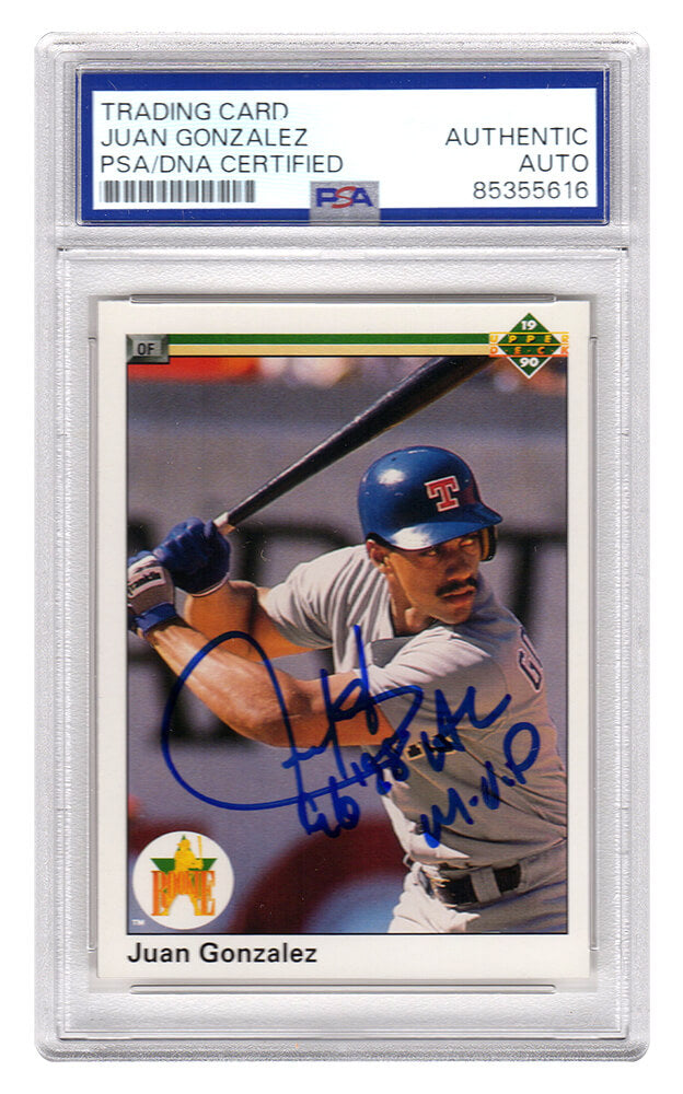 Juan Gonzalez Autographed 1990 Upper Deck Rookie Baseball Card #72 PSA-Powers Sports Memorabilia