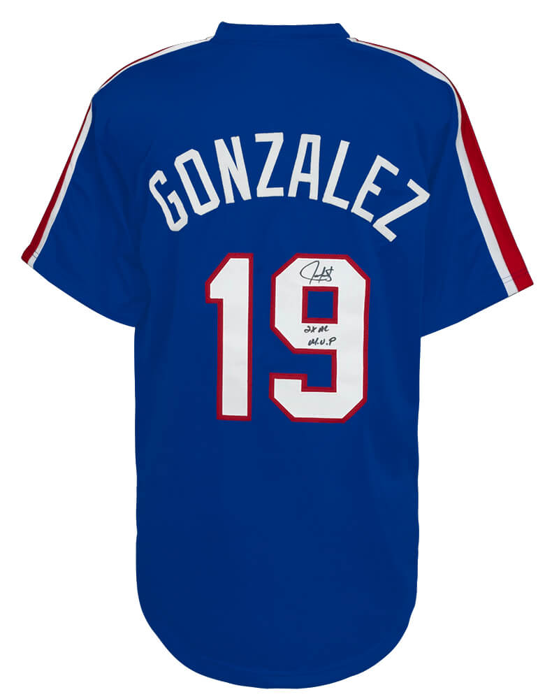 Juan Gonzalez Autographed Blue Throwback Custom Baseball Jersey with 2x AL MVP-Powers Sports Memorabilia