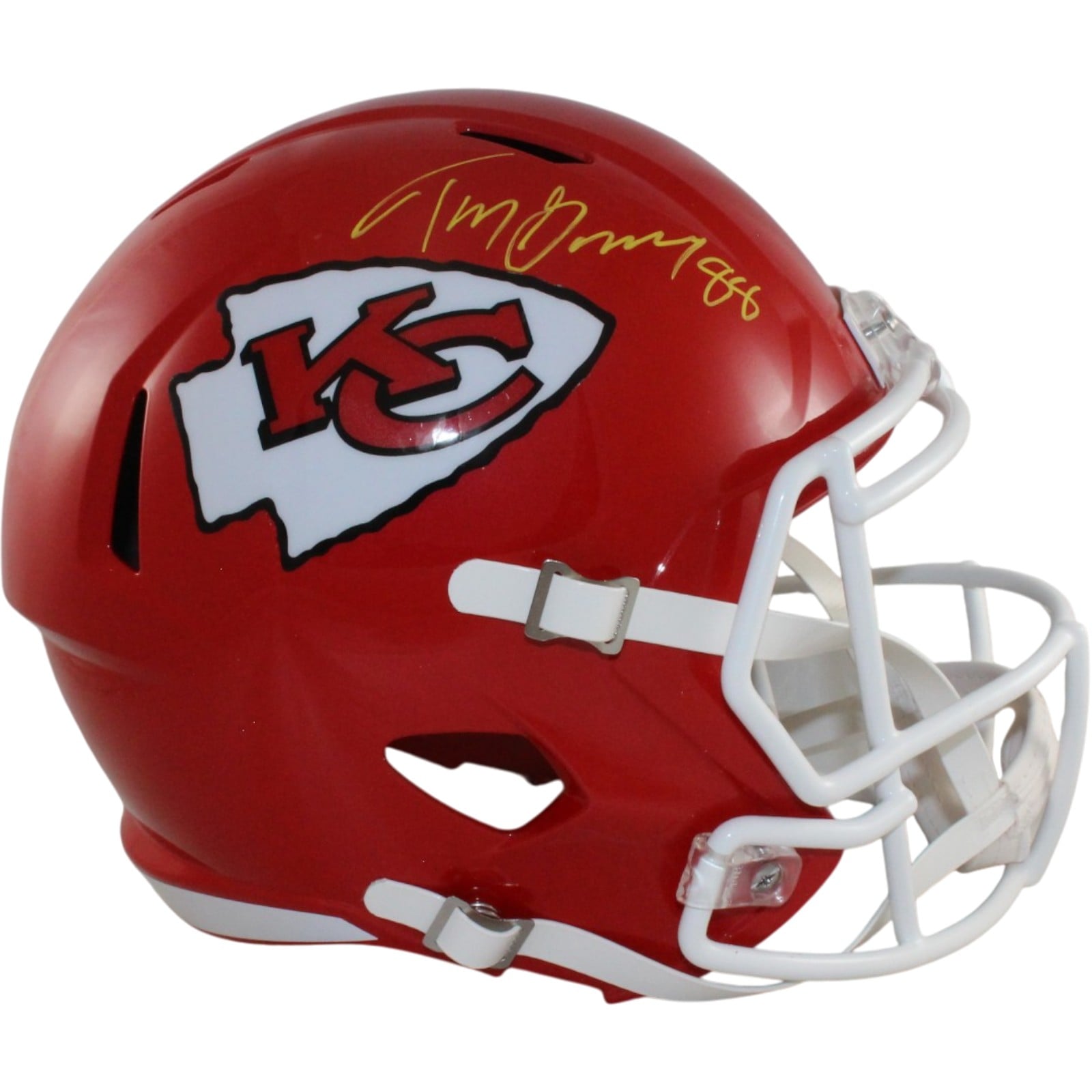 Tony Gonzalez Signed Kansas City Chiefs Full-Size Helmet – Beckett Witness Authenticated-Powers Sports Memorabilia