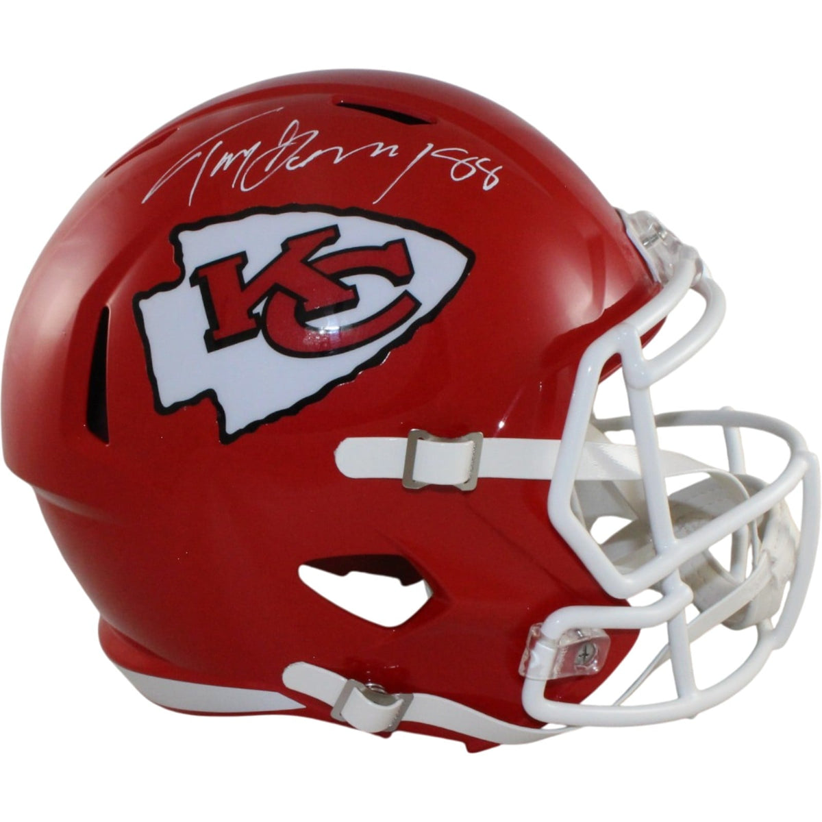 Tony Gonzalez Autographed Kansas City Chiefs Full-Size Helmet – Beckett Witness Authenticated-Powers Sports Memorabilia