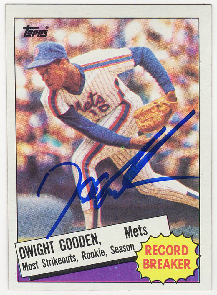 Dwight Gooden Autographed Mets 1985 Topps Record Breaker Baseball Trading Card #3-Powers Sports Memorabilia